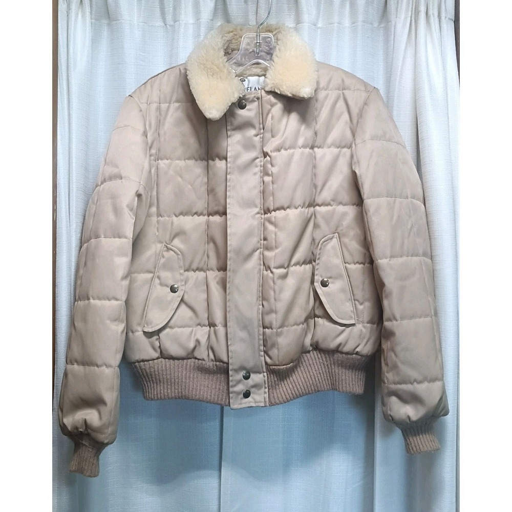 Lakeland Men's Size 42 Beige Quilted Sherpa Lined‎ Bomber Jacket Vintage